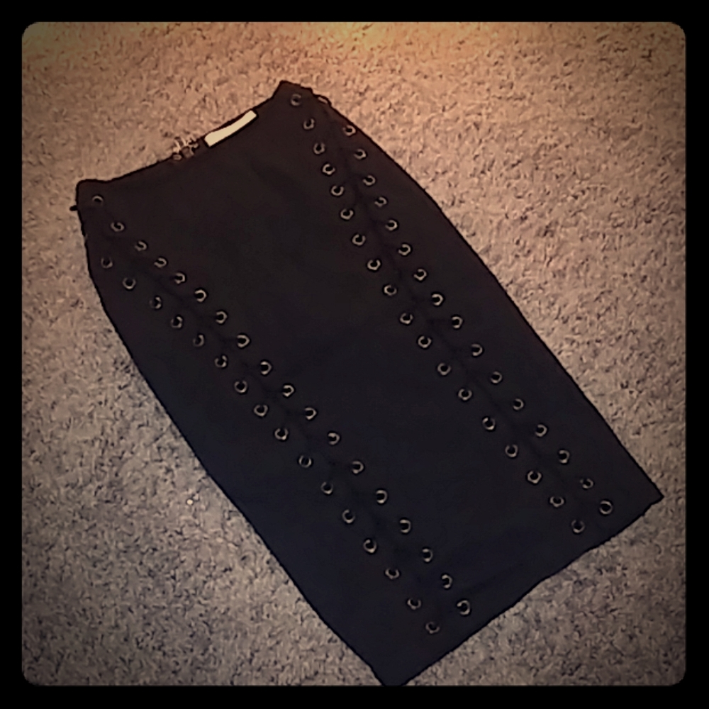 Black fitted above the knee skirt
